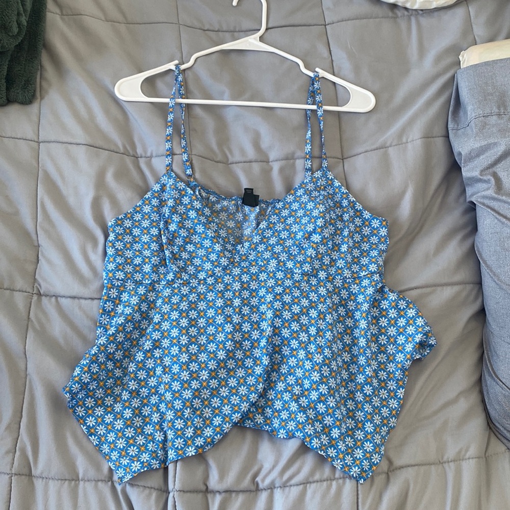 Blue Floral Summer Top